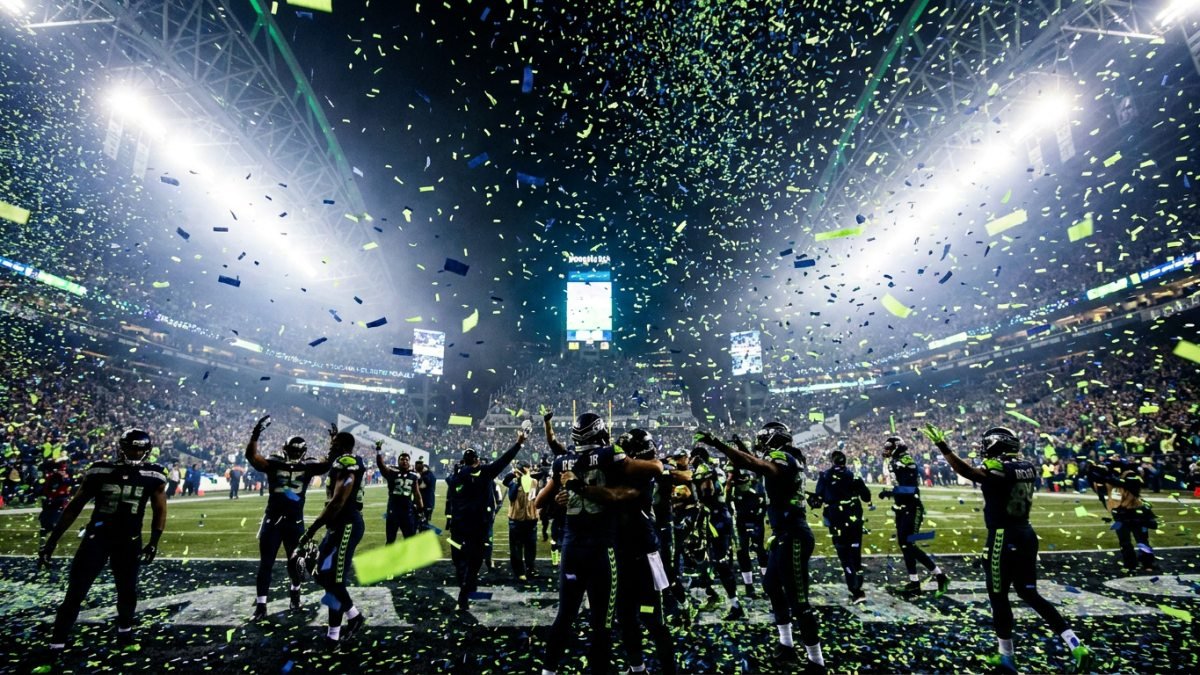 The Seattle Seahawks celebrate their Super Bowl LX title after beating the New England Patriots